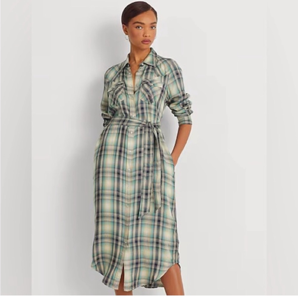 Ralph Lauren Plaid Maxi Shirt Dress Size 4